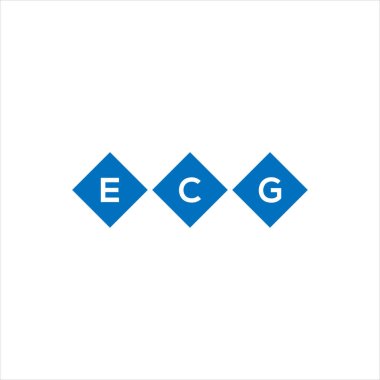 Beyaz arka planda ECG harf logosu tasarımı. EKG yaratıcı harflerin baş harfleri logo konsepti. ECG harf tasarımı.