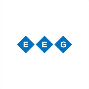 Beyaz arka planda EEG harf logosu tasarımı. EEG yaratıcı harflerin baş harfleri logo kavramı. EEG harf tasarımı.