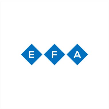 Beyaz arka planda EFA harf logosu tasarımı. EFA yaratıcı harflerin baş harfleri logo kavramı. EFA harf tasarımı.