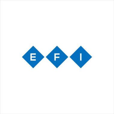 Beyaz arka planda EFI harf logosu tasarımı. EFI yaratıcı harflerin baş harfleri logo kavramı. EFI harf tasarımı.