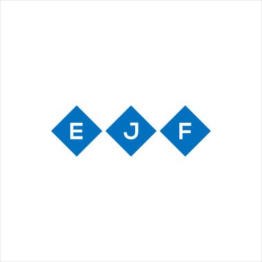 Beyaz arka planda EJF harf logosu tasarımı. EJF yaratıcı harflerin baş harfleri logo kavramı. EJF harf tasarımı.