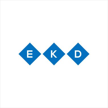 Beyaz arka planda EKD harf logosu tasarımı. EKD yaratıcı harflerin baş harfleri logo kavramı. EKD harf tasarımı.