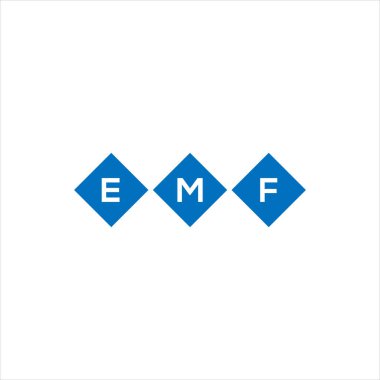 Beyaz arka planda EMF mektup logosu tasarımı. EMF yaratıcı harflerin baş harfleri logo kavramı. EMF harf tasarımı.