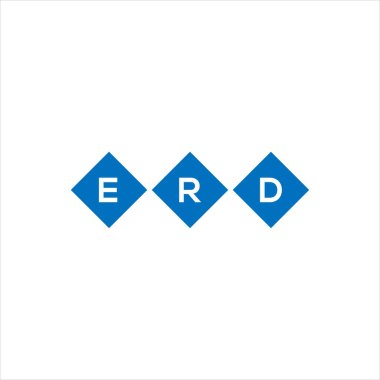 Beyaz arka planda ERD harf logosu tasarımı. ERD yaratıcı harflerin baş harfleri logo kavramı. ERD harf tasarımı.