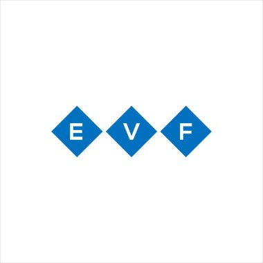 Beyaz arka planda EVF harf logosu tasarımı. EVF yaratıcı harflerin baş harfleri logo kavramı. EVF harf tasarımı.