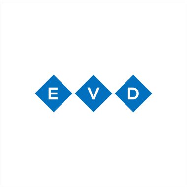 Beyaz arka planda EVD harf logosu tasarımı. EVD yaratıcı harflerin baş harfleri logo kavramı. EVD harf tasarımı.