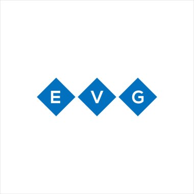 Beyaz arka planda EVG harf logosu tasarımı. EVG yaratıcı harflerin baş harfleri logo kavramı. EVG harf tasarımı.