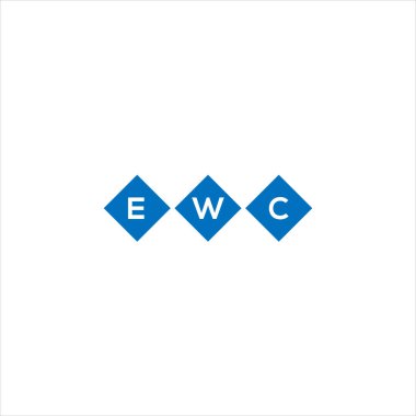 Beyaz arka planda EWC harf logosu tasarımı. EWC yaratıcı harflerin baş harfleri logo kavramı. EWC harf tasarımı.