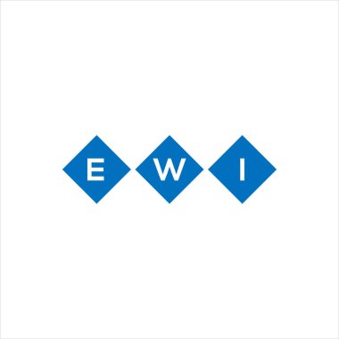 Beyaz arka planda EWI harf logosu tasarımı. EWI yaratıcı harflerin baş harfleri logo kavramı. EWI harf tasarımı.