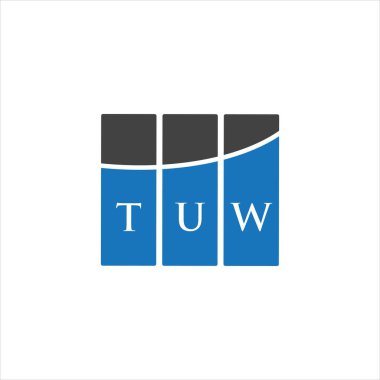 Beyaz arka planda TUW harf logosu tasarımı. TUW yaratıcı harflerin baş harfleri logo kavramı. TUW harf tasarımı.