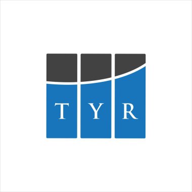 Beyaz arka planda TYR harf logosu tasarımı. TYR yaratıcı harflerin baş harfleri logo kavramı. TYR harf tasarımı.