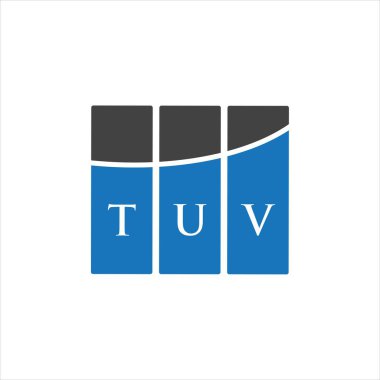 Beyaz arka planda TUV harf logosu tasarımı. TUV yaratıcı harflerin baş harfleri logo kavramı. TUV harf tasarımı.