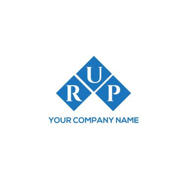 Beyaz arkaplanda RUP harf logosu tasarımı. RUP yaratıcı harflerin baş harfleri logo kavramı. RUP harf tasarımı.