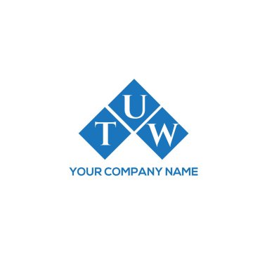 Beyaz arka planda TUW harf logosu tasarımı. TUW yaratıcı harflerin baş harfleri logo kavramı. TUW harf tasarımı.