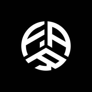 Beyaz arka planda FAR harf logosu tasarımı. FAR yaratıcı harflerin baş harfleri logo kavramı. FAR harf tasarımı.