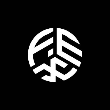 Beyaz arka planda FEX harfli logo tasarımı. FEX yaratıcı harflerin baş harfleri logo konsepti. FEX harf tasarımı.