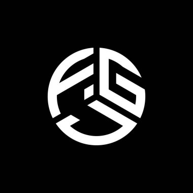 Beyaz arka planda FGJ harf logosu tasarımı. FGJ yaratıcı harflerin baş harfleri logo kavramı. FGJ harf tasarımı.