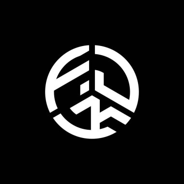 Beyaz arka planda FJK harf logosu tasarımı. FJK yaratıcı harflerin baş harfleri logo kavramı. FJK harf tasarımı.
