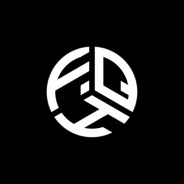 Beyaz arkaplanda FQH harf logosu tasarımı. FQH yaratıcı harflerin baş harfleri logo kavramı. FQH harf tasarımı.