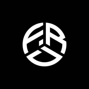 Beyaz arka planda FRD harf logosu tasarımı. FRD yaratıcı harflerin baş harfleri logo kavramı. FRD harf tasarımı.