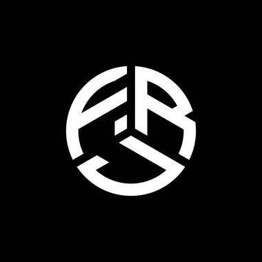 Beyaz arka planda FRJ harf logosu tasarımı. FRJ yaratıcı harflerin baş harfleri logo kavramı. FRJ harf tasarımı.