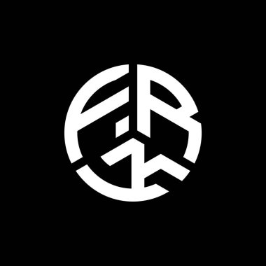Beyaz arka planda FRK harf logosu tasarımı. FRK yaratıcı harflerin baş harfleri logo kavramı. FRK harf tasarımı.
