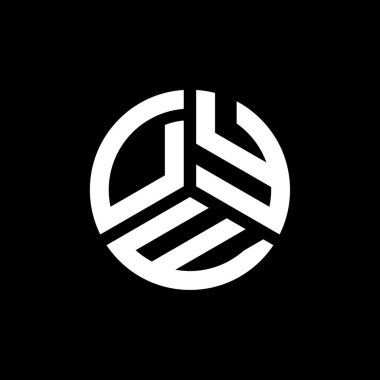 Beyaz arka planda DYE harf logosu tasarımı. DYE yaratıcı harflerin baş harfleri logo kavramı. DYE harf tasarımı.