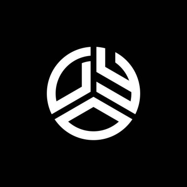 Beyaz arka planda DYO harf logosu tasarımı. DYO yaratıcı harflerin baş harfleri logo kavramı. DYO harf tasarımı.