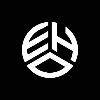 Beyaz arka planda EHO harf logosu tasarımı. EHO yaratıcı harflerin baş harfleri logo kavramı. EHO harf tasarımı.