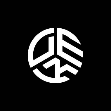 Beyaz arkaplanda DEK harf logosu tasarımı. DEK yaratıcı harflerin baş harfleri logo kavramı. DEK harf tasarımı.