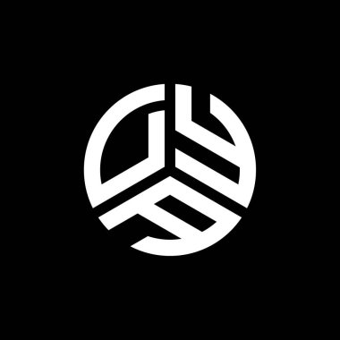 Beyaz arka planda DYA harf logosu tasarımı. DYA yaratıcı harflerin baş harfleri logo kavramı. DYA harf tasarımı.