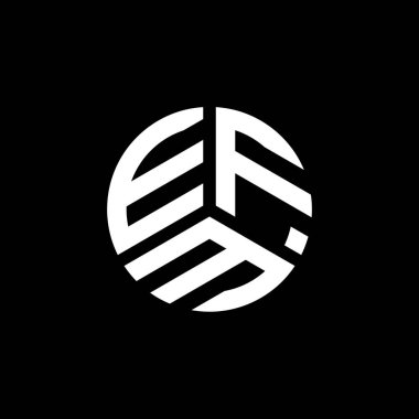 Beyaz arka planda EFM harf logosu tasarımı. EFM yaratıcı harflerin baş harfleri logo kavramı. EFM harf tasarımı.