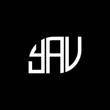 Siyah arka planda YAV harf logosu tasarımı. YAV yaratıcı harflerin baş harfleri logo kavramı. YAV harf tasarımı.