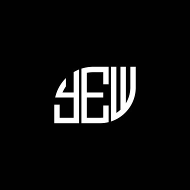 Siyah arka planda YEW harf logosu tasarımı. YeW yaratıcı harflerin baş harfleri logo kavramı. YEW harf tasarımı.