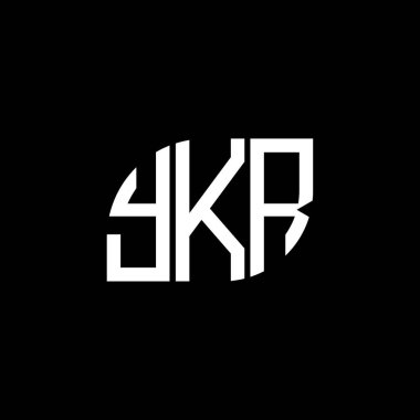 Siyah arka planda YKR harf logosu tasarımı. YKR yaratıcı harflerin baş harfleri logo kavramı. YKR harf tasarımı.