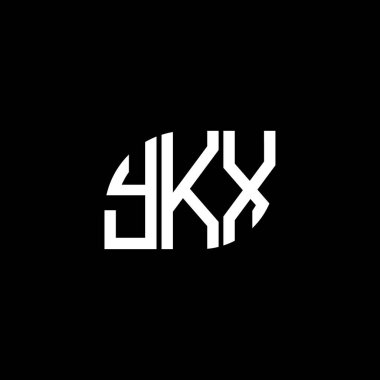 Siyah arkaplanda YKX harf logosu tasarımı. YKX yaratıcı harflerin baş harfleri logo kavramı. YKX harf tasarımı.