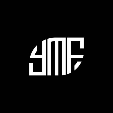 Siyah arka planda YMF harf logosu tasarımı. YMF yaratıcı harflerin baş harfleri logo kavramı. YMF harf tasarımı.