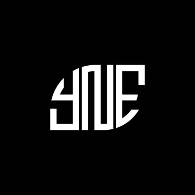 Siyah arka planda YNE harf logosu tasarımı. Yaratıcı harflerin baş harfleri logo kavramı. YNE harf tasarımı.