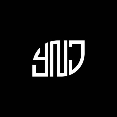 Siyah arka planda YNJ harf logosu tasarımı. YNJ yaratıcı harflerin baş harfleri logo kavramı. YNJ harf tasarımı.