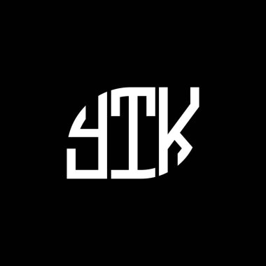 Siyah arka planda YTK harf logosu tasarımı. YTK yaratıcı harflerin baş harfleri logo kavramı. YTK harf tasarımı.