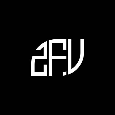 Siyah arkaplanda ZFV harf logosu tasarımı. ZFV yaratıcı harflerin baş harfleri logo kavramı. ZFV harf tasarımı.