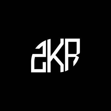 Siyah arka planda ZKR harf logosu tasarımı. ZKR yaratıcı harflerin baş harfleri logo kavramı. ZKR harf tasarımı.