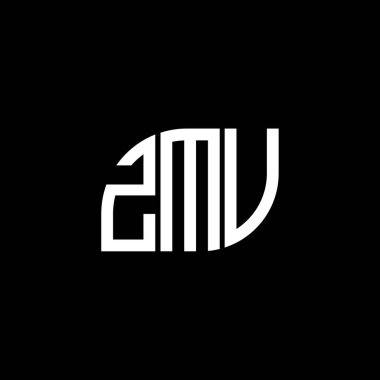 Siyah arkaplanda ZMV harf logosu tasarımı. ZMV yaratıcı harflerin baş harfleri logo kavramı. ZMV harf tasarımı.