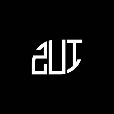 Siyah arka planda ZUi harfi logo tasarımı. ZUi yaratıcı harf logosu konsepti. ZUi harf tasarımı.