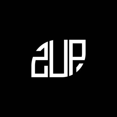 Siyah arka planda ZUP harf logosu tasarımı. ZUP yaratıcı harfler logosu konsepti. ZUP harf tasarımı.