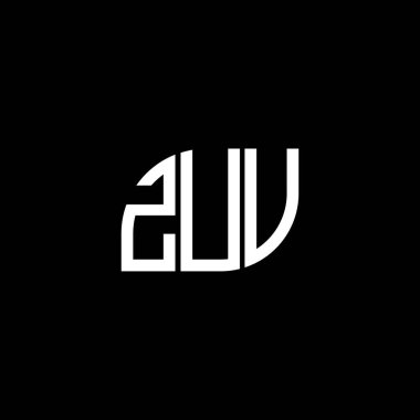 Siyah arkaplanda ZUV harf logosu tasarımı. ZUV yaratıcı harflerin baş harfleri logo kavramı. ZUV harf tasarımı.