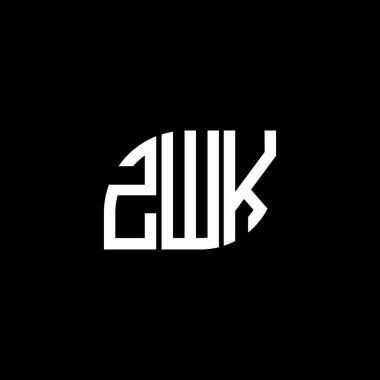 Siyah arkaplanda ZWK harf logosu tasarımı. ZWK yaratıcı harflerin baş harfleri logo kavramı. ZWK harf tasarımı.