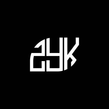 Siyah arka planda ZYK harf logosu tasarımı. ZYK yaratıcı harflerin baş harfleri logo kavramı. ZYK harf tasarımı.