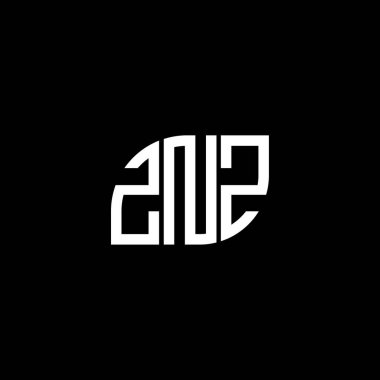 Siyah arkaplanda ZNZ harf logosu tasarımı. ZNZ yaratıcı harf logosu konsepti. ZNZ harf tasarımı.