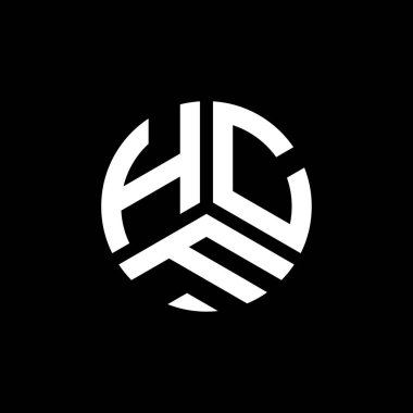 Beyaz arka planda HCF harf logosu tasarımı. HCF yaratıcı harflerin baş harfleri logo kavramı. HCF harf tasarımı.